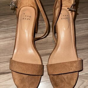 a new day Brown Suede Block Heel Sandals - Women's